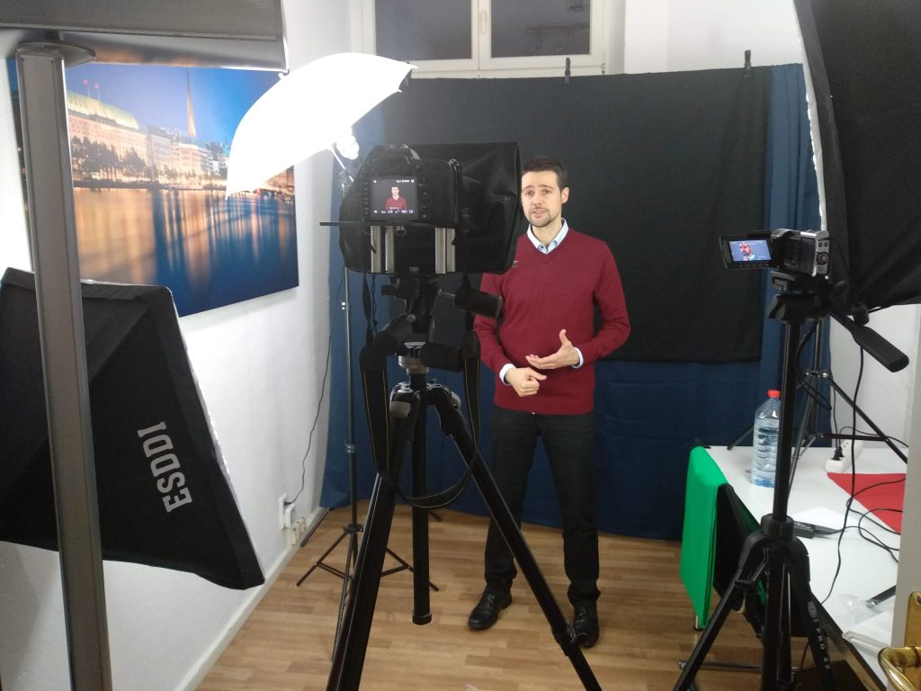 Alex Carroll recording a training video for TechGDPR