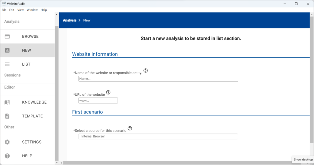 Screenshot of EDPB Audit tool 